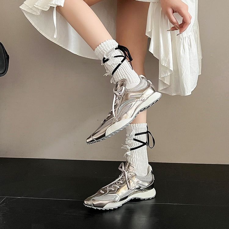 Asymmetric Tongue Boxing Shoes Women's Thick Sole Versatile Casual Sports Shoes Increase Height, Show Legs, and Fine Moral Training Shoes