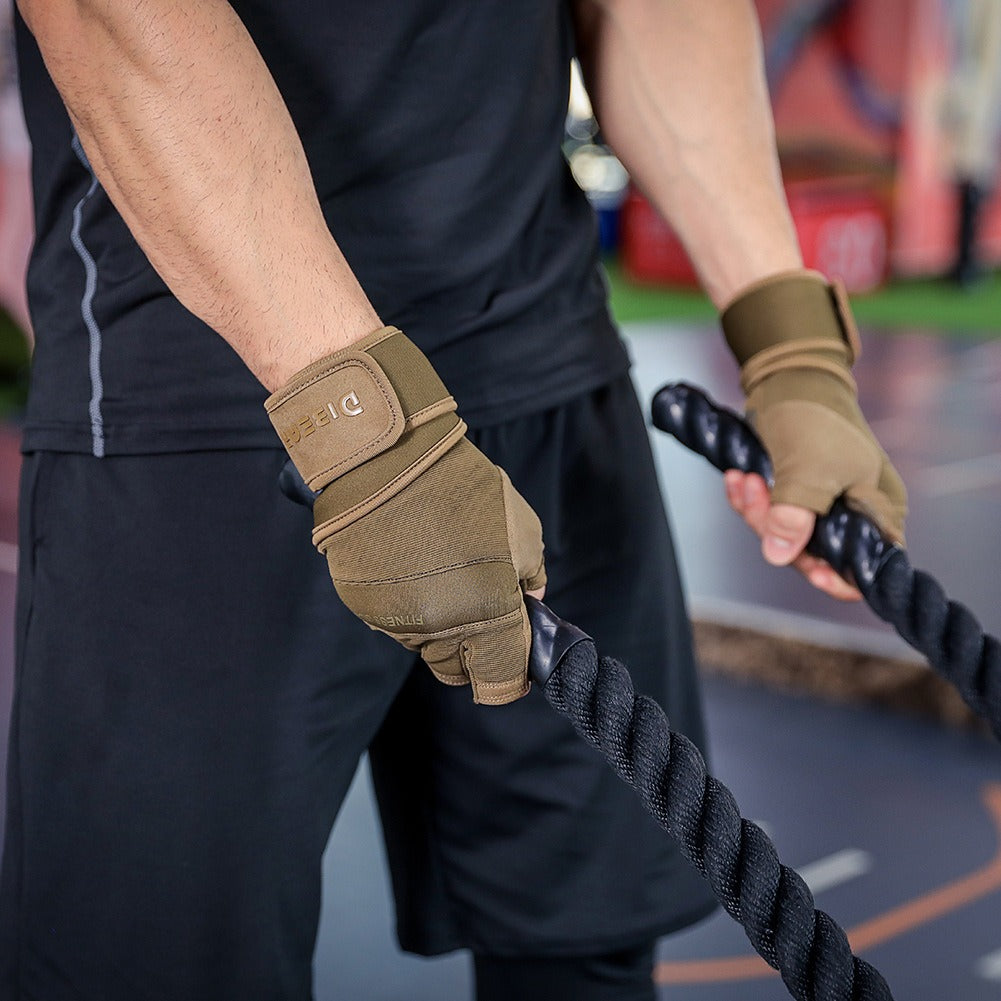 Fitness Wrist Guard Sports Anti slip Half Finger Hard Pull Dumbbell Training Outdoor Gloves