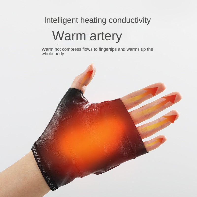 Autumn and winter intelligent electric heating gloves, unisex half finger gloves, gaming and office warm heating gloves