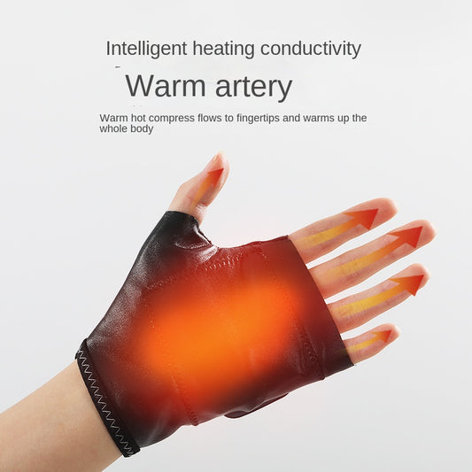 Autumn and winter intelligent electric heating gloves, unisex half finger gloves, gaming and office warm heating gloves
