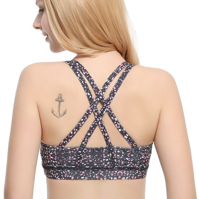 Professional Sport Bra Top Fitness Gym Women Strappy Vest Seamless Padded Yoga Bras Training Tank Top Push up Running Underwear