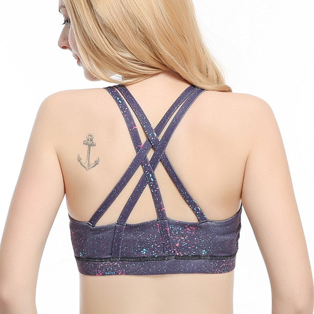 Professional Sport Bra Top Fitness Gym Women Strappy Vest Seamless Padded Yoga Bras Training Tank Top Push up Running Underwear