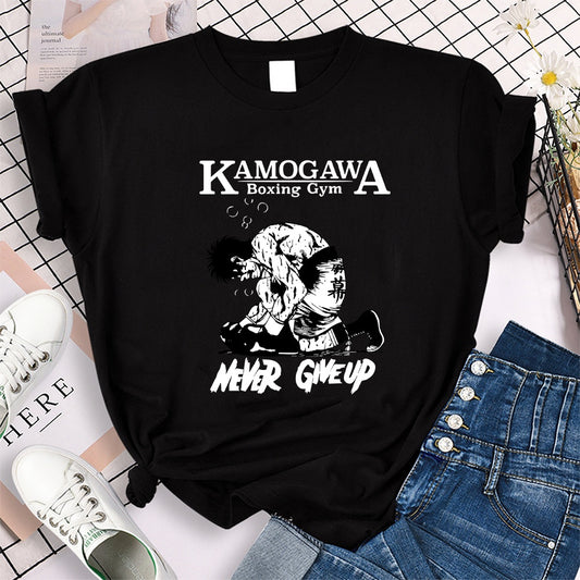 Printed Loose T-Shirt Kamogawa Boxing Short Sleeve