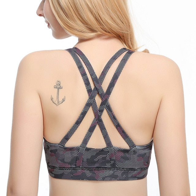 Professional Sport Bra Top Fitness Gym Women Strappy Vest Seamless Padded Yoga Bras Training Tank Top Push up Running Underwear