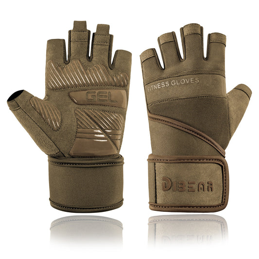 Fitness Wrist Guard Sports Anti slip Half Finger Hard Pull Dumbbell Training Outdoor Gloves
