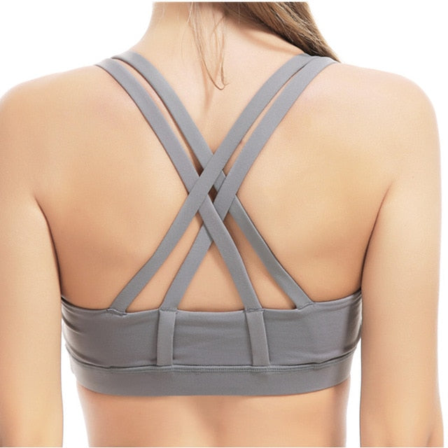 Professional Sport Bra Top Fitness Gym Women Strappy Vest Seamless Padded Yoga Bras Training Tank Top Push up Running Underwear