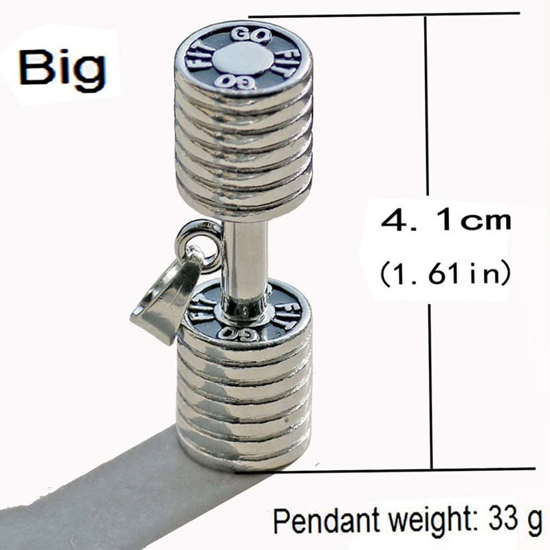 Dumbbell Pendant Fitness Necklace Bodybuilding Gym 2 Size 3 color Crossfit Barbell Necklace Fitness Jewelry Stainless Steel Chai