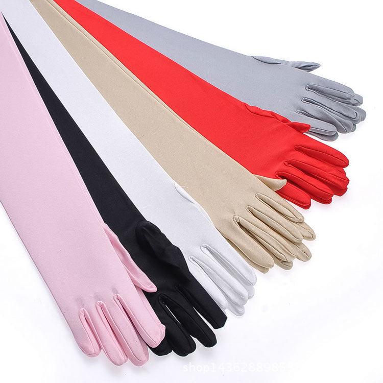 Long Spandex Gloves Women's Summer Driving and Cycling Sunscreen Gloves Lengthened Thin Spandex Gloves