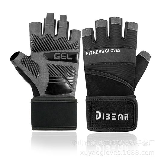 Fitness Wrist Guard Sports Anti slip Half Finger Hard Pull Dumbbell Training Outdoor Gloves