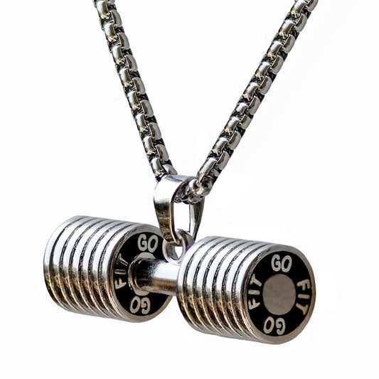 Dumbbell Pendant Fitness Necklace Bodybuilding Gym 2 Size 3 color Crossfit Barbell Necklace Fitness Jewelry Stainless Steel Chai
