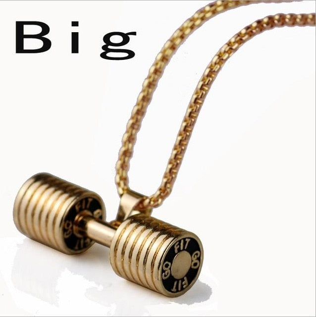 Dumbbell Pendant Fitness Necklace Bodybuilding Gym 2 Size 3 color Crossfit Barbell Necklace Fitness Jewelry Stainless Steel Chai