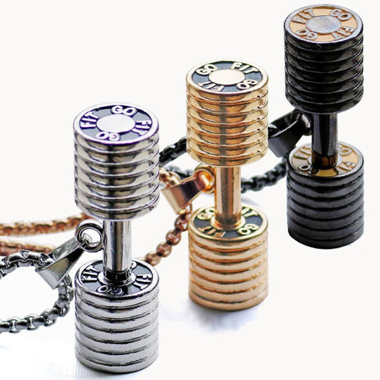 Dumbbell Pendant Fitness Necklace Bodybuilding Gym 2 Size 3 color Crossfit Barbell Necklace Fitness Jewelry Stainless Steel Chai