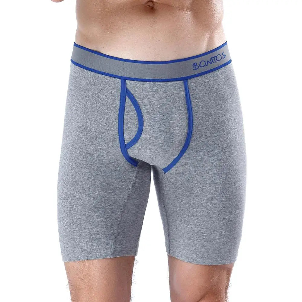 BONITOS Men Boxer Long Leg Boxer Men Underwear Men Underpants Erkek Natural Cotton Sexy Boxer Shorts Top Brand Underwear Soft