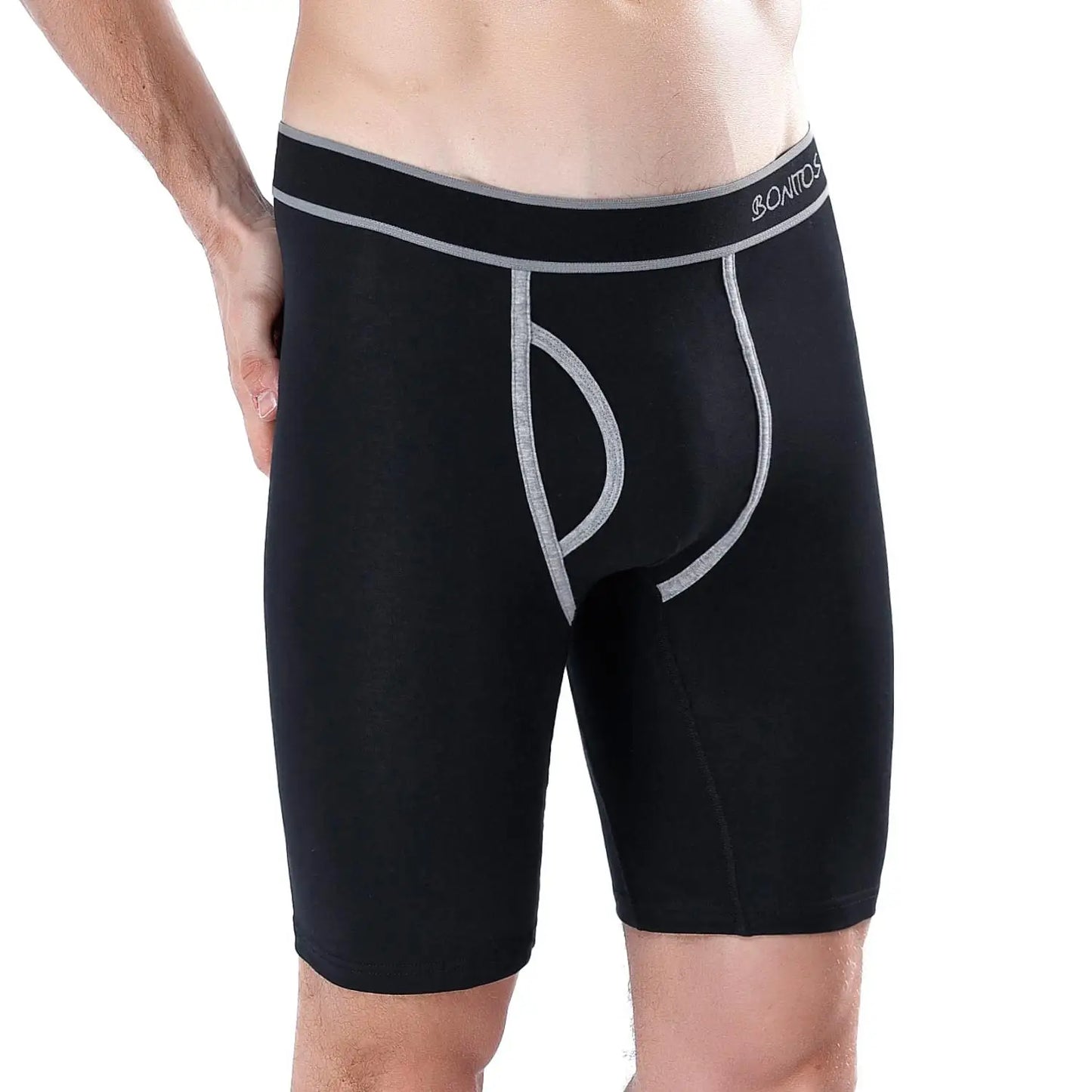BONITOS Men Boxer Long Leg Boxer Men Underwear Men Underpants Erkek Natural Cotton Sexy Boxer Shorts Top Brand Underwear Soft