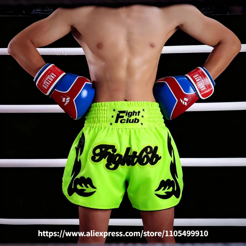 Traditional Golden Black Muay Thai Shorts Boxing Shorts Embroidery Satin Men Women Kids Martial Arts Kickboxing Training Pants