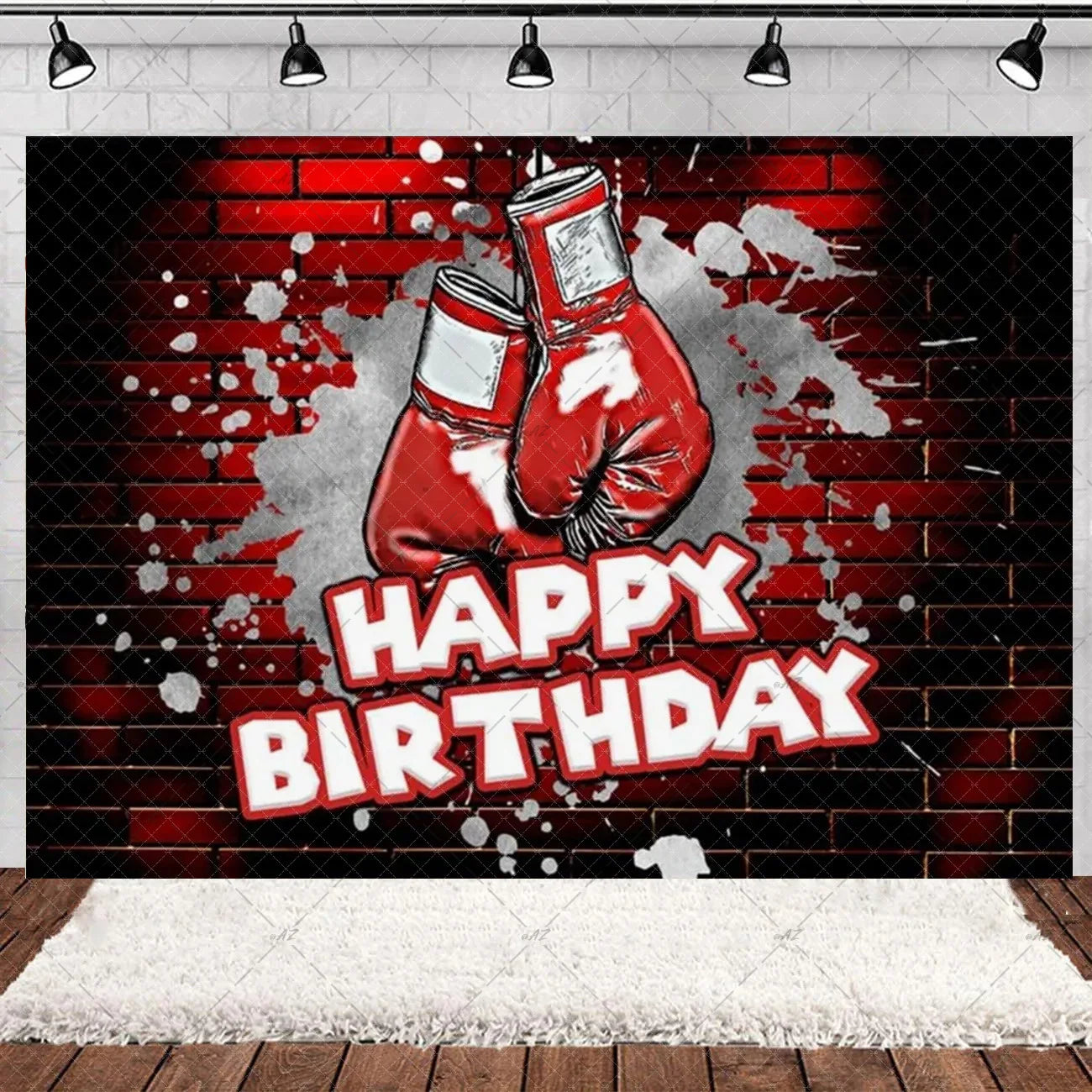 Boxing Theme Birthday Party Decoration Fight Sport Background Boxing Gloves Boxer Challenge Game Banner Poster Photo Studio Prop