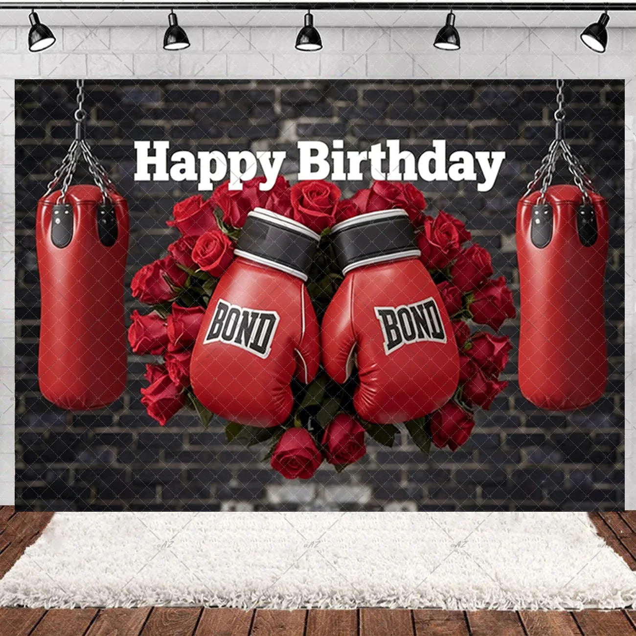 Boxing Theme Birthday Party Decoration Fight Sport Background Boxing Gloves Boxer Challenge Game Banner Poster Photo Studio Prop