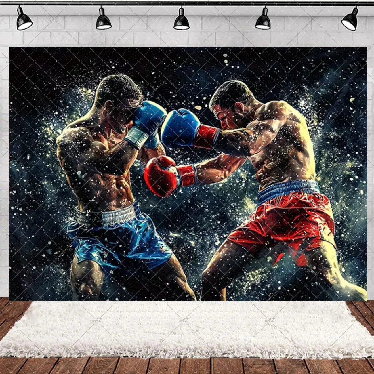 Boxing Theme Birthday Party Decoration Fight Sport Background Boxing Gloves Boxer Challenge Game Banner Poster Photo Studio Prop