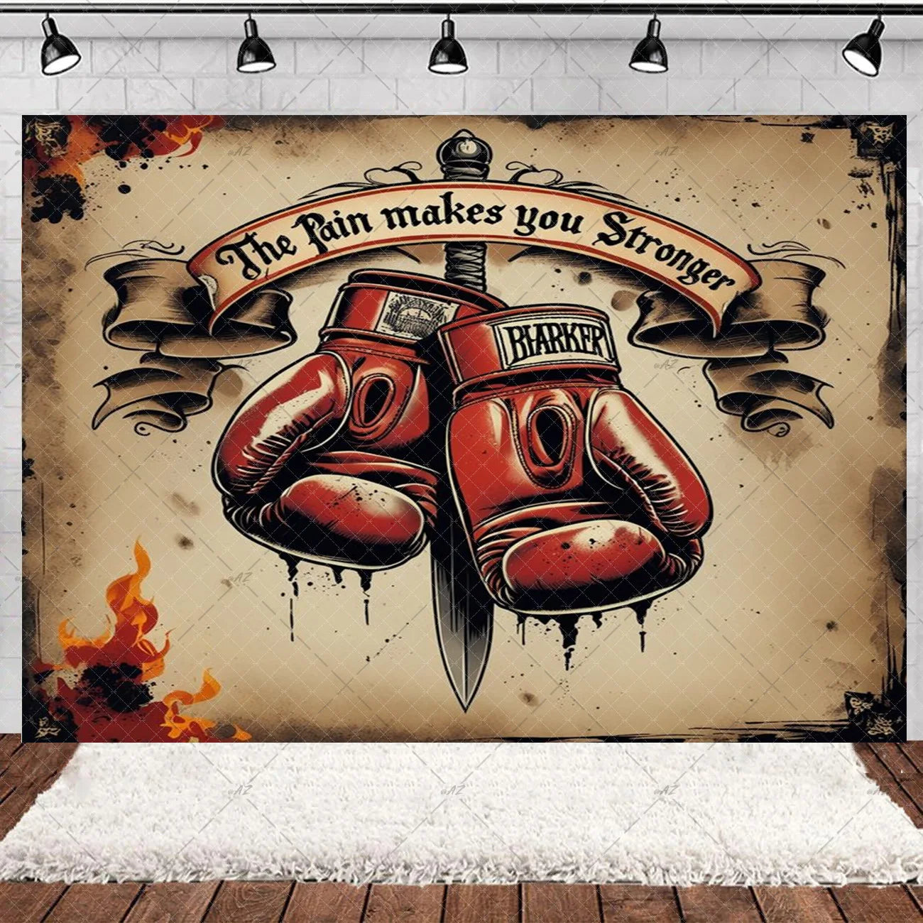 Boxing Theme Birthday Party Decoration Fight Sport Background Boxing Gloves Boxer Challenge Game Banner Poster Photo Studio Prop