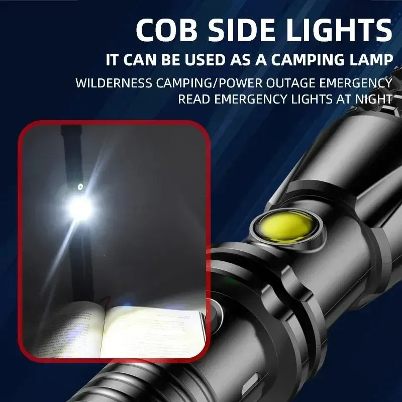 Self-defense Flashlight Window Breaker Hammer USB Rechargeable Super Bright Torch 4 Speed Adjustable Outdoor Emergency Work Lamp