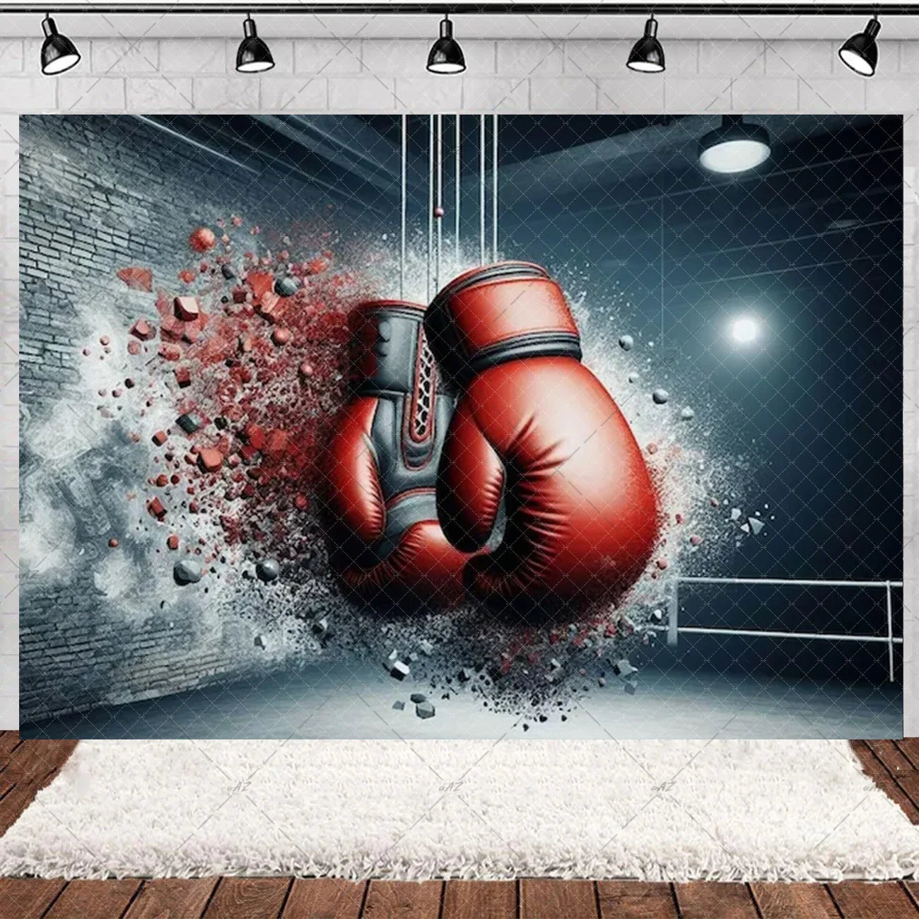 Boxing Theme Birthday Party Decoration Fight Sport Background Boxing Gloves Boxer Challenge Game Banner Poster Photo Studio Prop