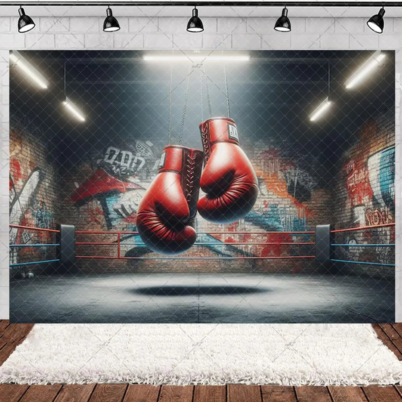 Boxing Theme Birthday Party Decoration Fight Sport Background Boxing Gloves Boxer Challenge Game Banner Poster Photo Studio Prop