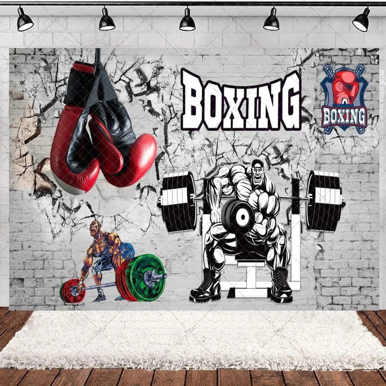 Boxing Theme Birthday Party Decoration Fight Sport Background Boxing Gloves Boxer Challenge Game Banner Poster Photo Studio Prop