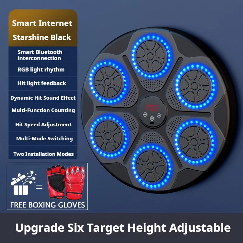 Upgrade Intelligent Music Boxing Machine for Adults & Kids, LED Display & Smart Bluetooth, Wall Mounted Boxing Trainer for Home, Indoor and Gym Use, Have Fun
