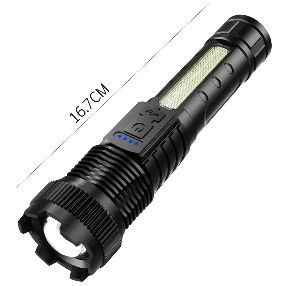 Self-defense Flashlight Window Breaker Hammer USB Rechargeable Super Bright Torch 4 Speed Adjustable Outdoor Emergency Work Lamp