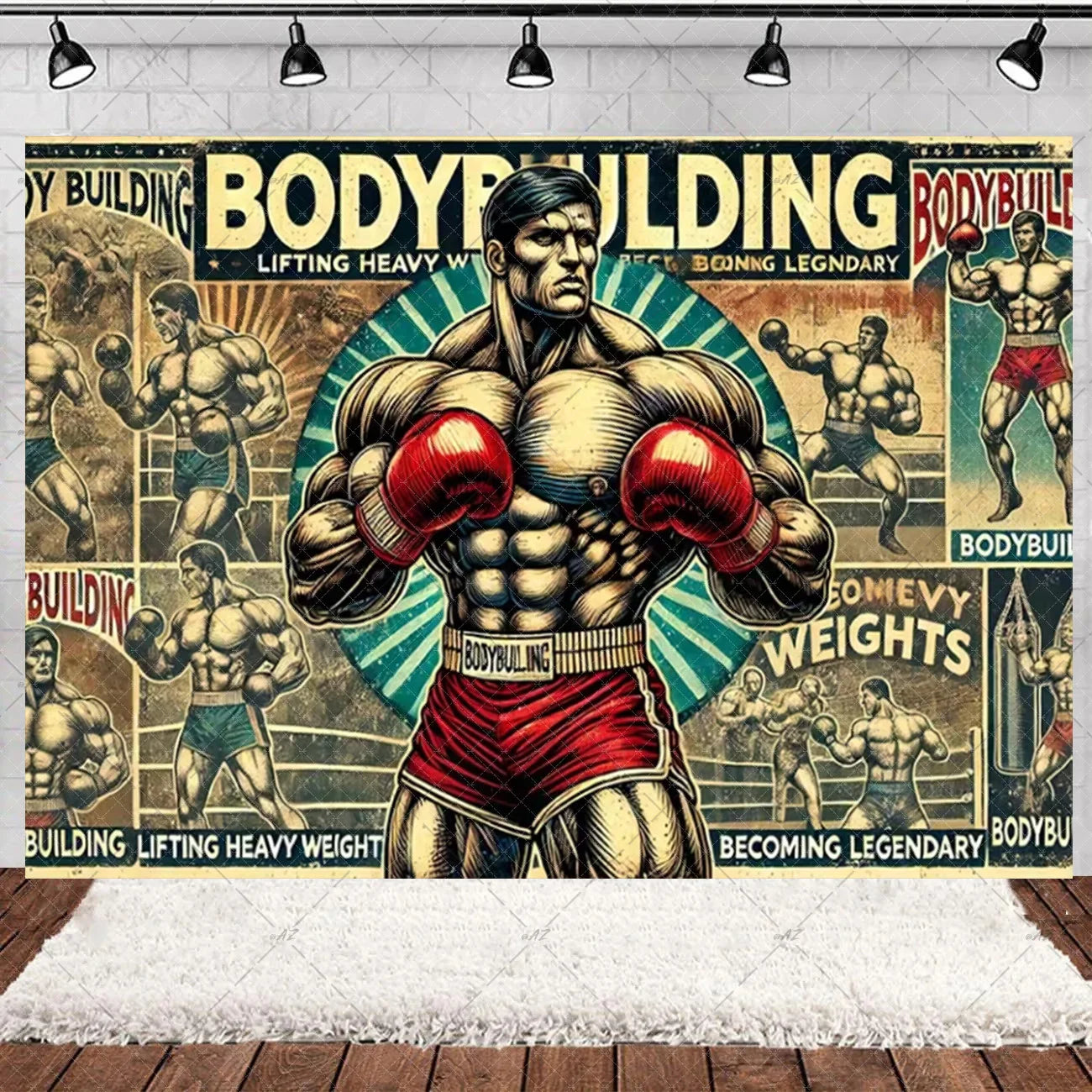 Boxing Theme Birthday Party Decoration Fight Sport Background Boxing Gloves Boxer Challenge Game Banner Poster Photo Studio Prop