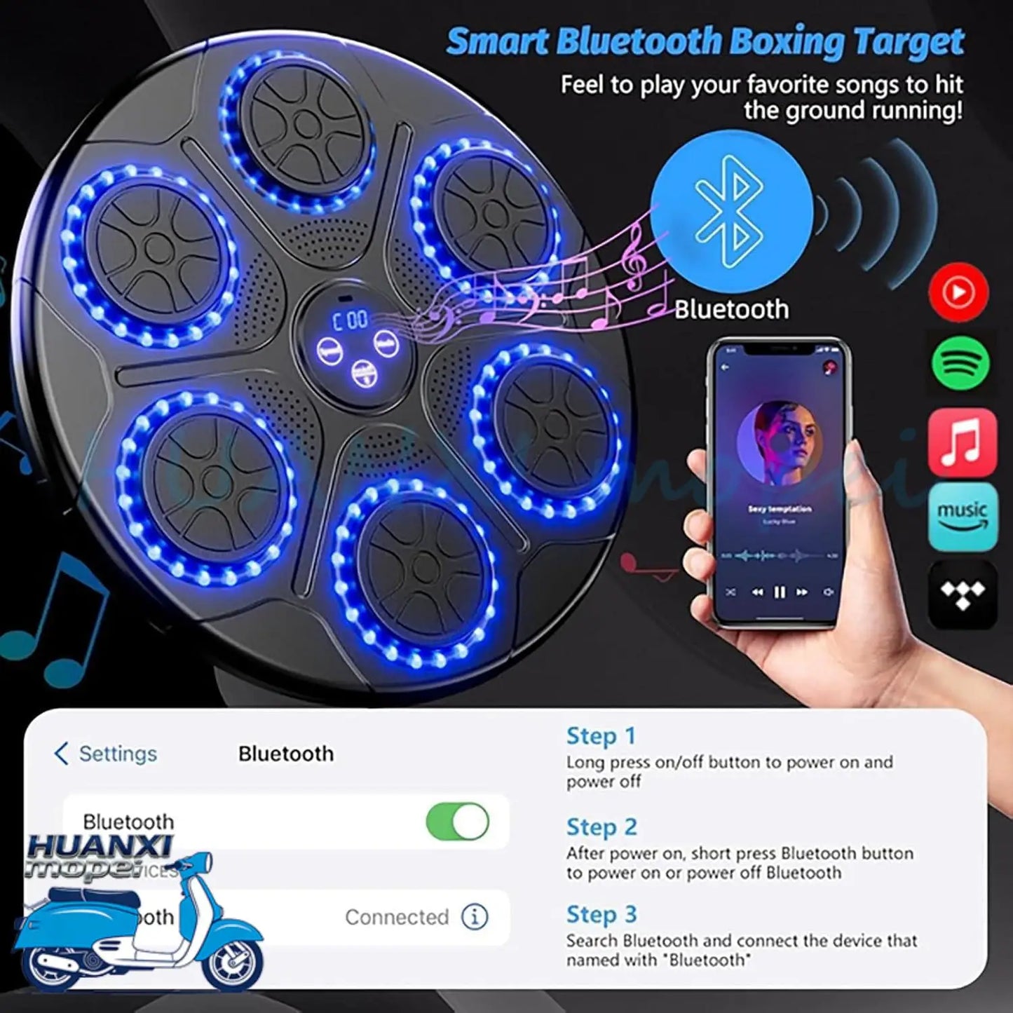 Upgrade Intelligent Music Boxing Machine for Adults & Kids, LED Display & Smart Bluetooth, Wall Mounted Boxing Trainer for Home, Indoor and Gym Use, Have Fun