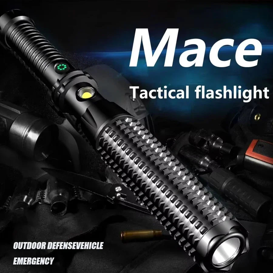 Self-defense Flashlight Window Breaker Hammer USB Rechargeable Super Bright Torch 4 Speed Adjustable Outdoor Emergency Work Lamp