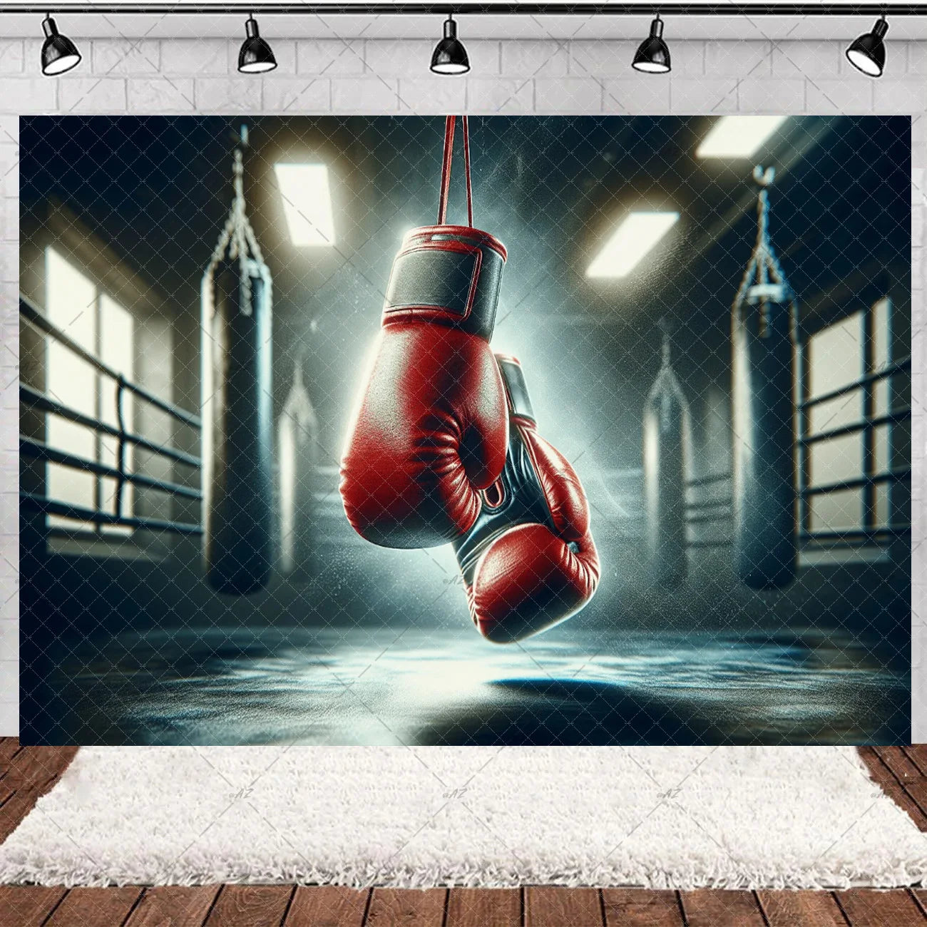 Boxing Theme Birthday Party Decoration Fight Sport Background Boxing Gloves Boxer Challenge Game Banner Poster Photo Studio Prop