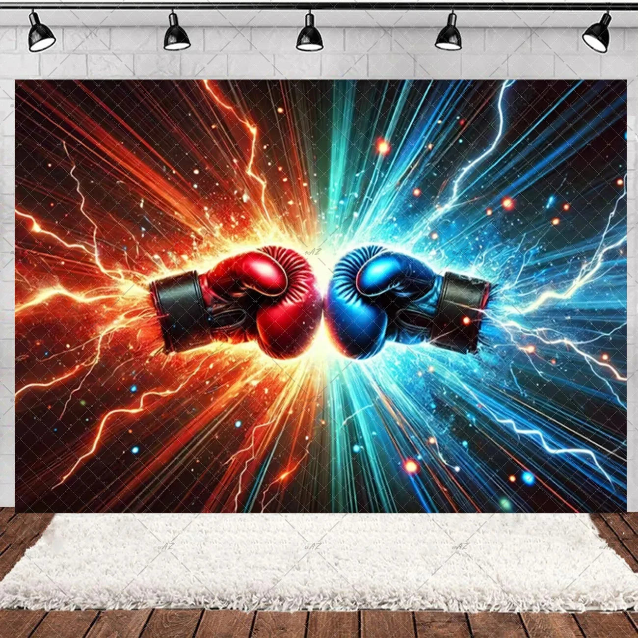 Boxing Theme Birthday Party Decoration Fight Sport Background Boxing Gloves Boxer Challenge Game Banner Poster Photo Studio Prop
