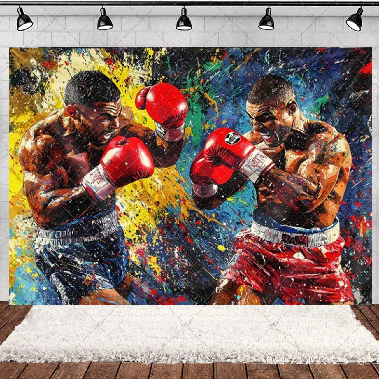 Boxing Theme Birthday Party Decoration Fight Sport Background Boxing Gloves Boxer Challenge Game Banner Poster Photo Studio Prop