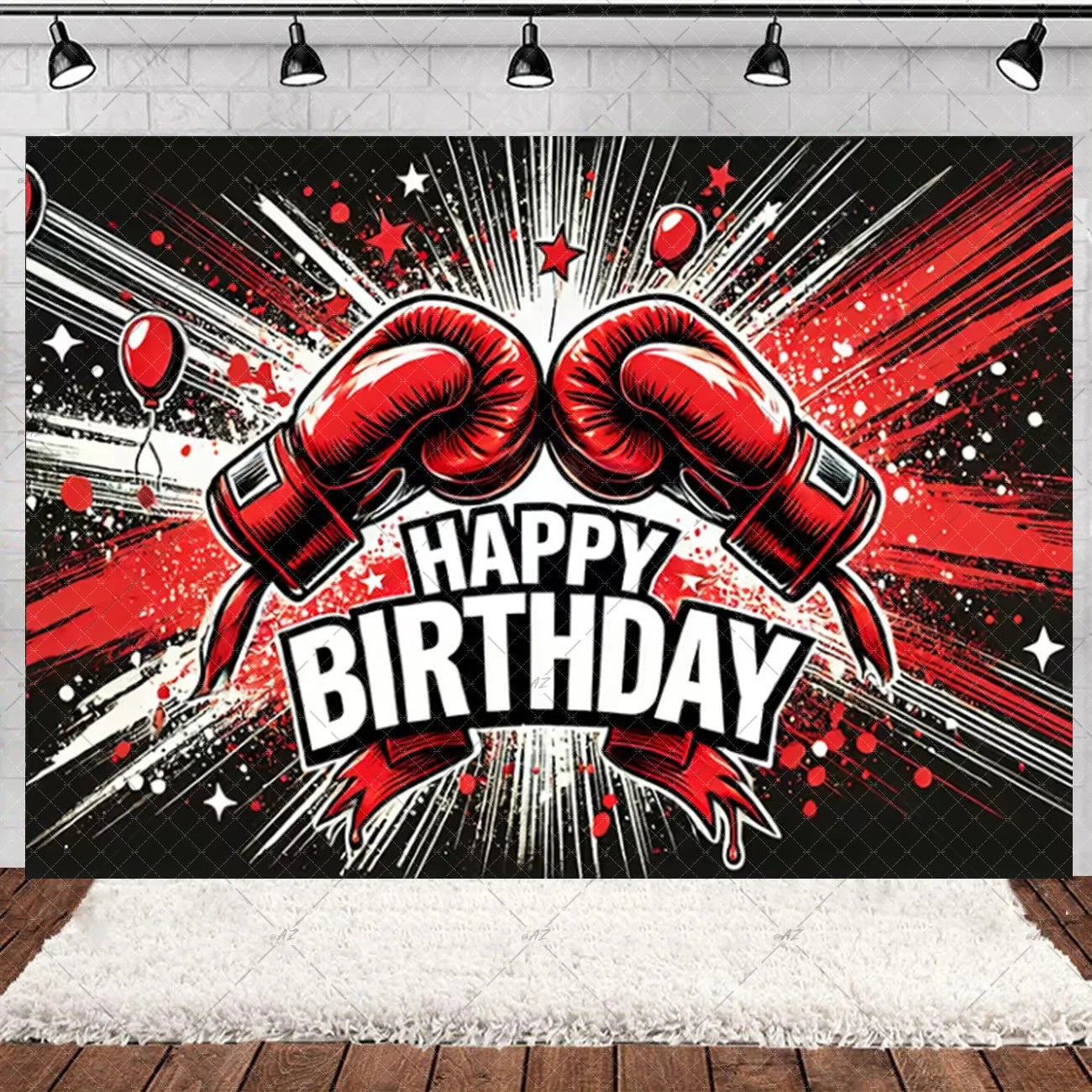 Boxing Theme Birthday Party Decoration Fight Sport Background Boxing Gloves Boxer Challenge Game Banner Poster Photo Studio Prop